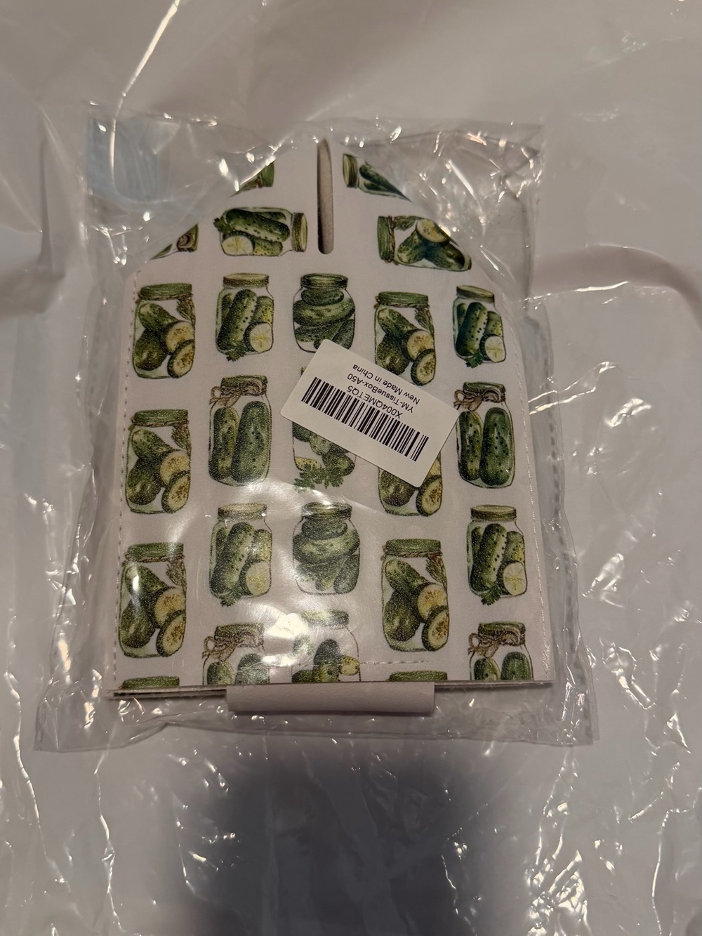 Pickle Jar Print Tissuebox Holder - White & Green